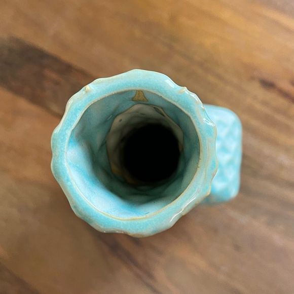 Turquoise Textured Ceramic Vase - Picture 5 of 6